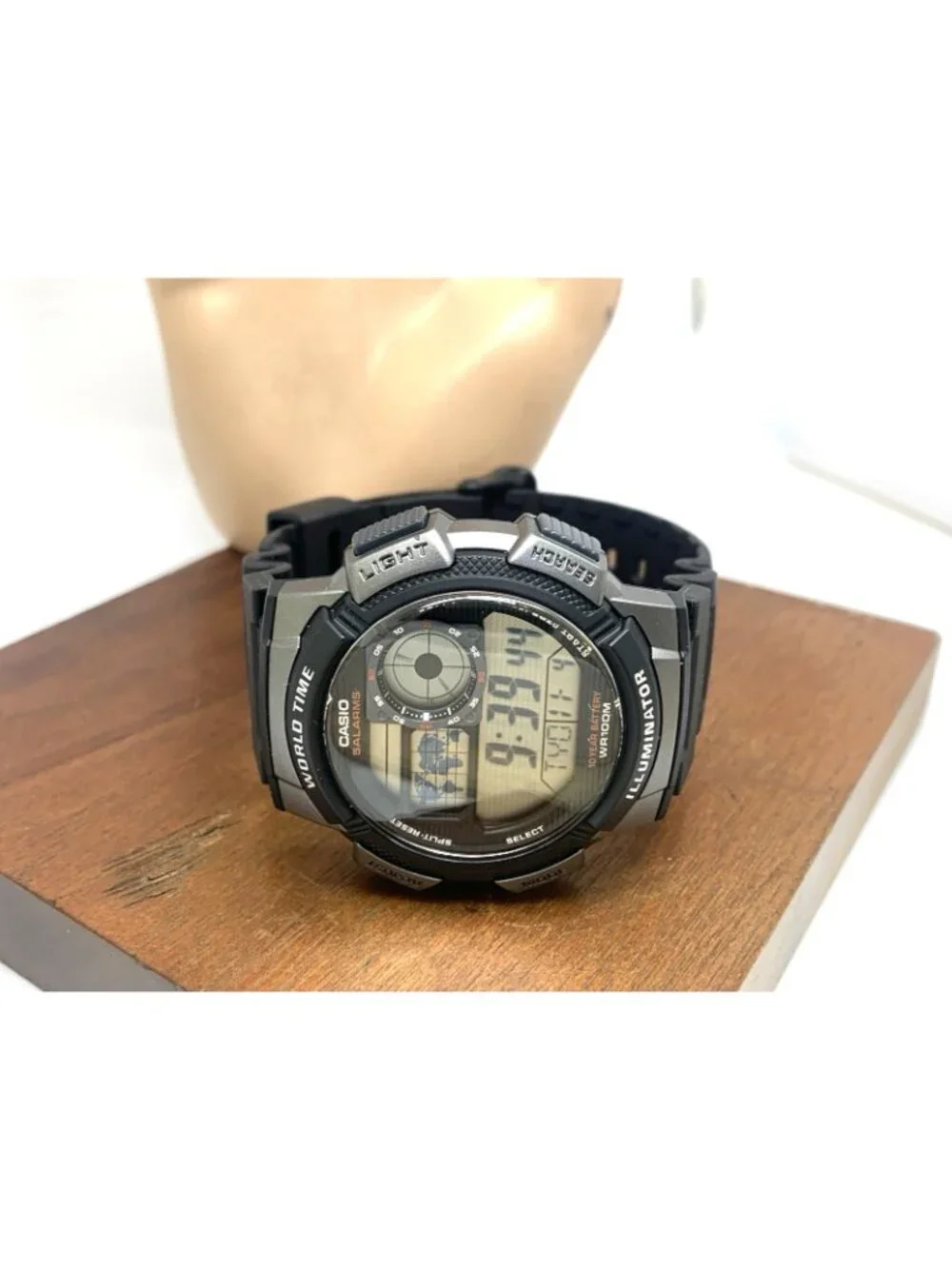 Casio Men's Watch AE1000W Black Resin Digital Quartz Sport World Time 3198 43mm